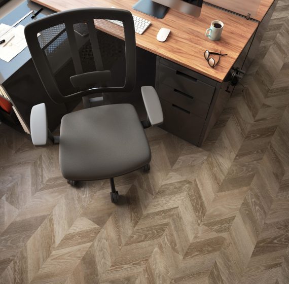 Wood Chevron Decorative Vinyl Floor Mat – 2' x 3' 